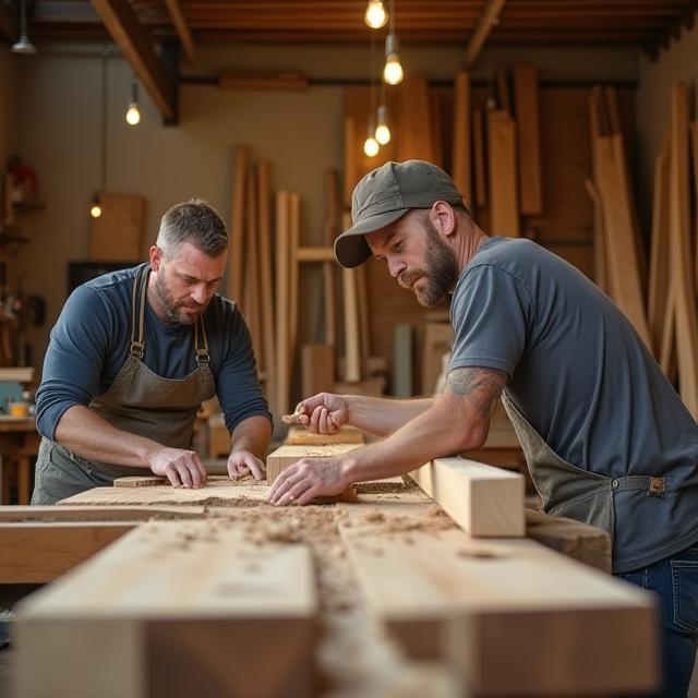 London Timberworks workshop overview with craftsmen at work